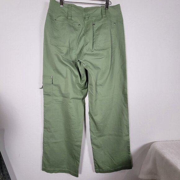 Cabi Womens Mid-Rise Cargo Pants Size 10 Green Wide Leg Stretch Casual #274 - Picture 2 of 8